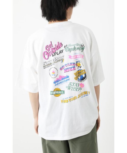 RODEO CROWNS WIDE BOWL(ロデオクラウンズワイドボウル)/OUTDOORランダムロゴTシャツ/O/WHT1