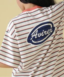 AVIREX(AVIREX)/BACK PRINT BORDER TOPS/ バックプリントボーダートップス/Tシャツ/ピンク