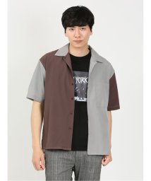 m.f.editorial(エムエフエディトリアル)/kaule クレイジー切替 レギュラーカラー半袖 メンズ シャツ カジュアル トップス インナー ギフト プレゼント 羽織り カーディガン アウター/ブラウン