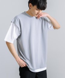 Rocky Monroe(ロッキーモンロー)/Tシャツ 半袖 フェイクレイヤード 無地 梨地 メンズ レディース カットソー クルーネック ビッグシルエット オーバーサイズ ワイド カジュアル ストリート /ライトグレー