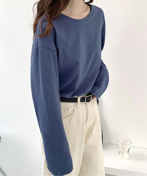 Dewlily(デューリリー)/オーバーサイズロングTシャツ レディース 10代 20代 30代 韓国ファッション/ブルー