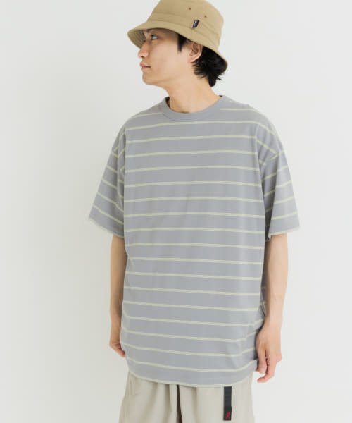 EKAL(EKAL)/ネイチャーボーダーショートスリーブTシャツ/GRY×LMN