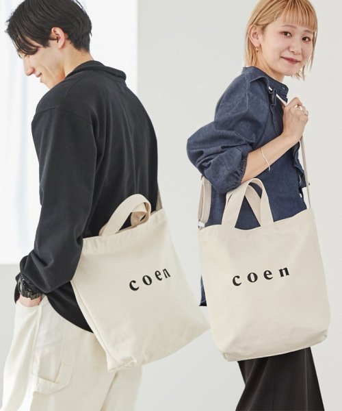 coen(coen)/coen2WAYロゴトートバッグ/OFFWHITE