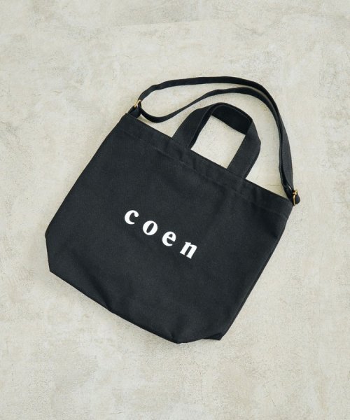 coen(coen)/coen2WAYロゴトートバッグ/BLACK