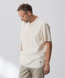 J.PRESS MENS/【HYBRID LINEN】ドビーストライプ バンドカラーラガーシャツ/505300741