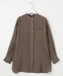 NIJYUSANKU（SMALL SIZE）(23区（小さいサイズ）)/【WEB限定カラーあり/洗える】LIBECO バンドカラー ビッグシルエット シャツ/ダークブラウン系