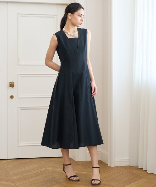ANAYI アナイ リネンポプリンカシュクールワンピース ネイビー 36 
