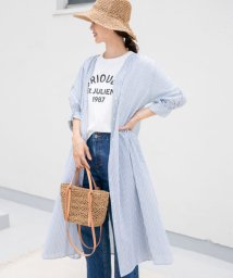 URBAN RESEARCH DOORS(アーバンリサーチドアーズ)/ストライプフロントオープンシャツワンピース/NAVY