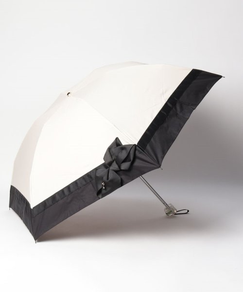 LANVIN en Bleu(umbrella)(ランバンオンブルー（傘）)/晴雨兼用折りたたみ日傘　ビジューリボン/ベージュ