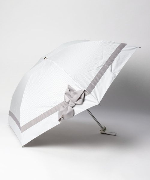 LANVIN en Bleu(umbrella)(ランバンオンブルー（傘）)/晴雨兼用折りたたみ日傘　ビジューリボン/ライトグレー