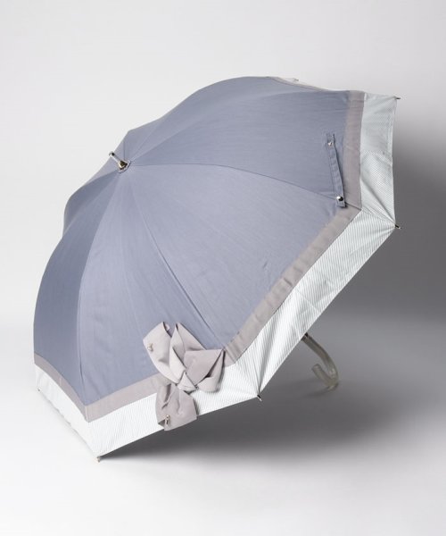 LANVIN en Bleu(umbrella)(ランバンオンブルー（傘）)/日傘 晴雨兼用 ショート傘 ビジューリボン 遮熱 遮光 UV 紫外線対策 /スカイブルー