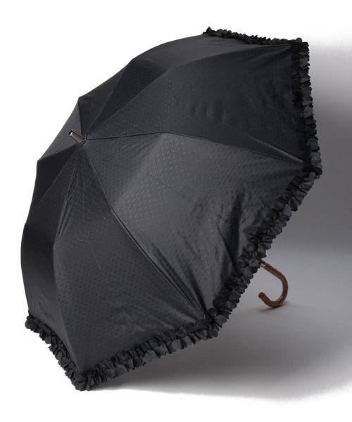 LANVIN en Bleu(umbrella)(ランバンオンブルー（傘）)/晴雨兼用折りたたみ日傘　ドビーフリル/ブラック