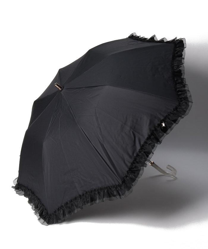 晴雨兼用折りたたみ日傘 オーガンジーフリル(505291000) | ランバン