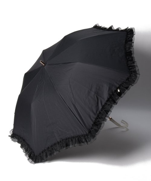 LANVIN en Bleu(umbrella)(ランバンオンブルー（傘）)/晴雨兼用折りたたみ日傘　オーガンジーフリル/ブラック