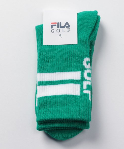 FILA GOLF(フィラゴルフ（レディース）)/【ゴルフ】ライン入りロゴソックス レディース/グリーン