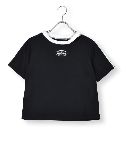 ZIDDY(ジディー)/ネックカット推しカラーTシャツ(130~160cm)/ブラック