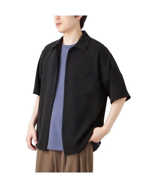 MAC HOUSE(men)(マックハウス（メンズ）)/URBAN COLLECTION アーバンコレクション ドレープツイルルーズシャツ 4971570/ブラック