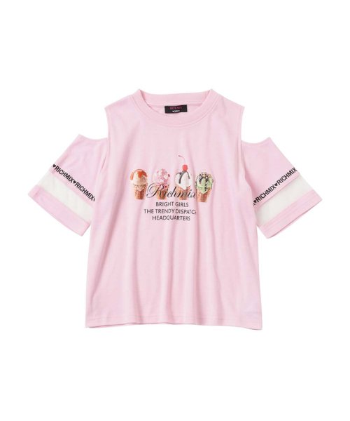 MAC HOUSE(kid's)(マックハウス（キッズ）)/RICH MIX リッチミックス スムース肩開きTシャツ 335572122/ピンク