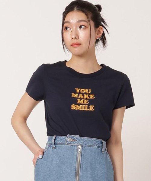REDYAZEL(レディアゼル)/YOU MAKE ME SMILE 刺繍Tシャツ/ネイビー