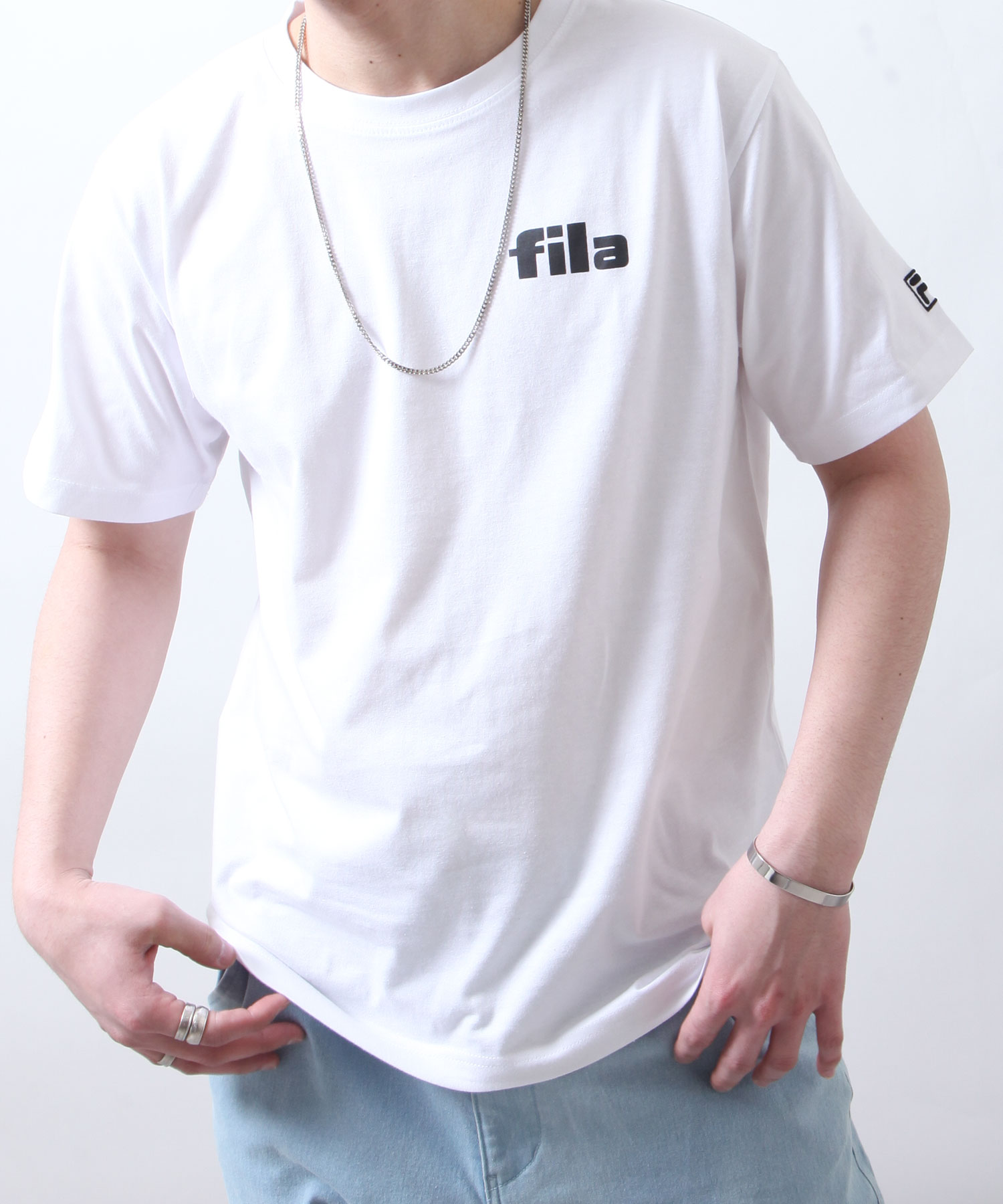 セール】高密度生地左胸カレッジワンポイント半袖Tシャツ(504688994