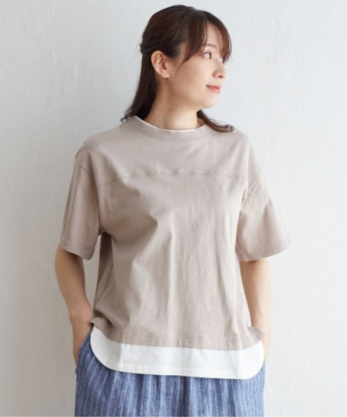 ikka(イッカ)/コットンUSA裾レイヤードTシャツ/ベージュ