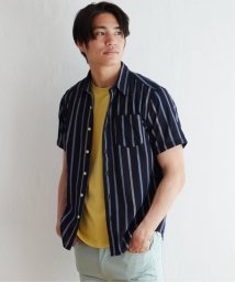 ikka(イッカ)/パナマレギュラーカラー半袖シャツ/ネイビー