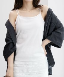 MAC HOUSE(women)(マックハウス（レディース）)/NAVY ネイビー カップ付きキャミソール MH－805/ホワイト