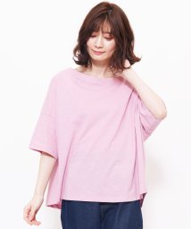 mili an deni/コットンスラブビッグTシャツ 綿100% ドロップショルダー ボートネック 5分袖 半袖 無地 M L トップス レディース/505304997