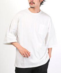 LUXSTYLE(ラグスタイル)/TRAP/U(トラップユー)無地胸ポケット半袖Tシャツ/Tシャツ メンズ 半袖 オーバーサイズ ポケット 無地 バイカラー/ホワイト