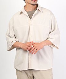 LUXSTYLE(ラグスタイル)/ドルマンスリーブ半袖BIGシャツ/半袖シャツ メンズ 5分袖 オーバーサイズ ドルマンスリーブ ビッグシルエット 無地 とろみ/アイボリー