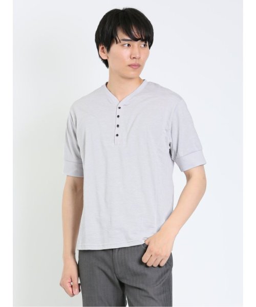 TAKA-Q(タカキュー)/カモジャガード Yヘンリー 半袖 メンズ Tシャツ カットソー カジュアル インナー ビジネス ギフト プレゼント/ライトグレー