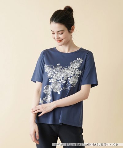 刺繍プリントTシャツ【Leilian WHITE LABEL】