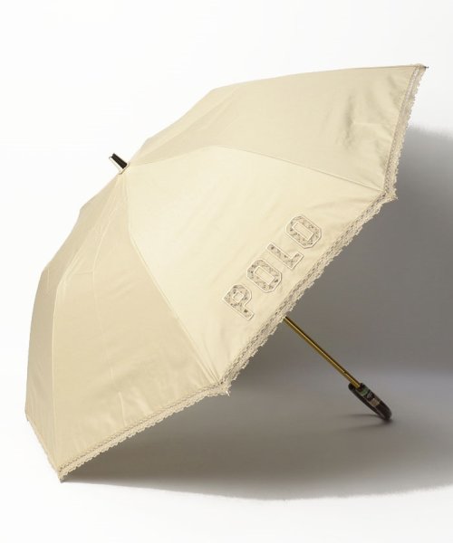 POLO RALPH LAUREN(umbrella)(ポロラルフローレン（傘）)/晴雨兼用折りたたみ日傘　トーションレース/ブラウン