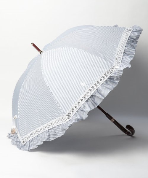 POLO RALPH LAUREN(umbrella)(ポロラルフローレン（傘）)/晴雨兼用日傘　ストライプフリル/ディープブルー