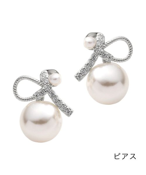 cream dot(クリームドット)/煌めくビジューノットのパールピアス/イヤリング/シルバー系1