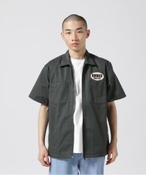 AVIREX(AVIREX)/《WEB&DEPOT限定》SHORT SLEEVE ZIP UP WORK SHIRT /ジップアップ ワークシャツ / AVIREX /グリーン