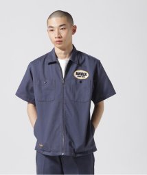 AVIREX(AVIREX)/《WEB&DEPOT限定》SHORT SLEEVE ZIP UP WORK SHIRT /ジップアップ ワークシャツ / AVIREX /ネイビー