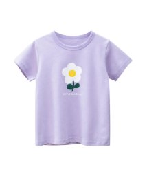 CLARAH　kids(クララキッズ)/キッズ Tシャツ 花 フラワー 4カラー 半袖 女の子 ピンク パープル イエロー ホワイト /パープル