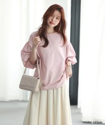 SEU(エスイイユウ)/ビッグシルエットブラウス バルーンスリーブ 体型カバー ゆったり 二の腕カバー 韓国ファッション/ピンク