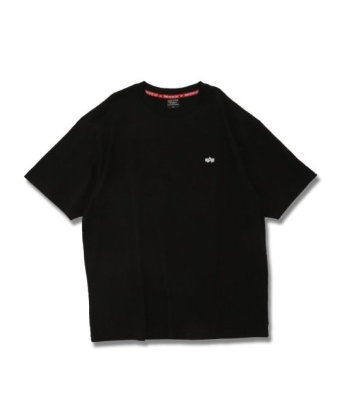 GRAND-BACK(グランバック)/【大きいサイズ】アルファ・インダストリーズ/Alpha Industries 綿天竺 クルーネック 半袖 メンズ Tシャツ カットソー カジュアル インナー ビ/ブラック