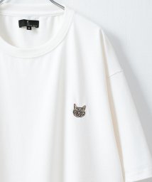 ZIP FIVE(ジップファイブ)/動物ワンポイント刺繍半袖Tシャツ/ネコ/イヌ/クマ/ホワイト系4