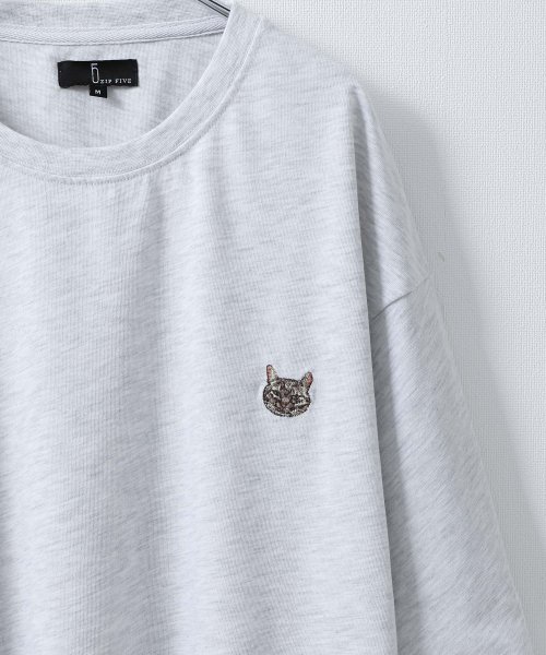 ZIP FIVE(ジップファイブ)/動物ワンポイント刺繍半袖Tシャツ/ネコ/イヌ/クマ/その他系4