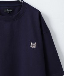 ZIP FIVE(ジップファイブ)/動物ワンポイント刺繍半袖Tシャツ/ネコ/イヌ/クマ/ネイビー系4