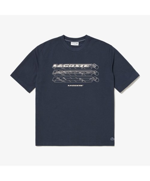 LACOSTE Mens(ラコステ　メンズ)/グラフィカルブランドネームロゴドライTシャツ/ネイビー