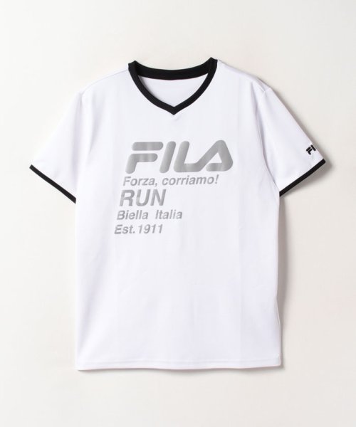 fila(men)(フィラ（メンズ）)/【ラン】接触冷感 プリントVネックTシャツ メンズ/ホワイト