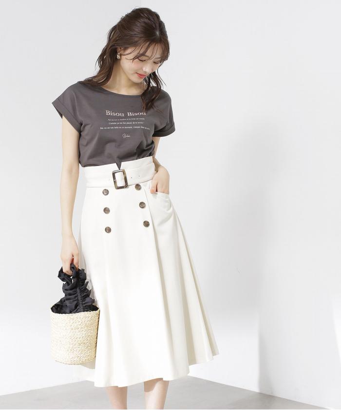 トレンチディテールフレアスカート - 通販 - babyjolie.com.br