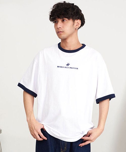 SB Select(エスビーセレクト)/BEVERLY HILLS POLO CLUB 天竺刺繍半袖Tシャツ/ホワイト系1