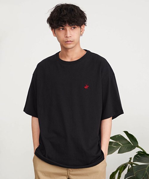 SB Select(エスビーセレクト)/BEVERLY HILLS POLO CLUB 天竺刺繍半袖Tシャツ/ブラック