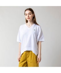 LACOSTE(ラコステ)/ワイドシルエットサマーニットVネックTシャツ/ホワイト