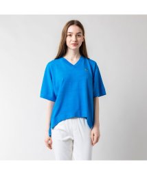 LACOSTE(ラコステ)/ワイドシルエットサマーニットVネックTシャツ/ブルー